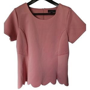 ELIQOUII Scallop Peplum Top Blush 18